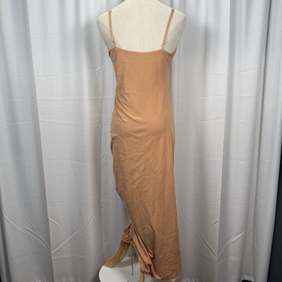 Privacy Please Lia Midi Dress Sleeveless Ruched Clay Tan Women’s Size Medium - Picture 5 of 10